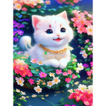 Flower Cat-Full Round Diamond Painting-30x40cm