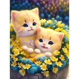 Flower Cat-Full Round Diamond Painting-30x40cm