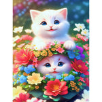 Flower Cat-Full Round Diamond Painting-30x40cm