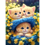 Flower Cat-Full Round Diamond Painting-30x40cm