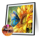 Sunflowers Butterfly-Full Round Diamond Painting-30x30cm