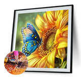 Sunflowers Butterfly-Full Round Diamond Painting-30x30cm