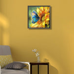 Sunflowers Butterfly-Full Round Diamond Painting-30x30cm