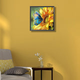 Sunflowers Butterfly-Full Round Diamond Painting-30x30cm