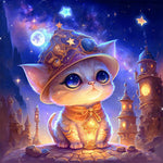 Magic Cat-Full Round Diamond Painting-30x30cm