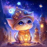 Magic Cat-Full Round Diamond Painting-30x30cm