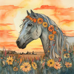 Field Horse-Full Round Diamond Painting-30x30cm