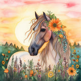 Field Horse-Full Round Diamond Painting-30x30cm