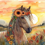 Field Horse-Full Round Diamond Painting-30x30cm