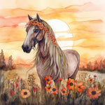 Field Horse-Full Round Diamond Painting-30x30cm