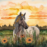 Field Horse-Full Round Diamond Painting-30x30cm