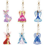 6pcs/Set-Lady/Dragon/Owl-Double Side Drill-Diamond Keychain