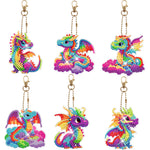 6pcs/Set-Lady/Dragon/Owl-Double Side Drill-Diamond Keychain