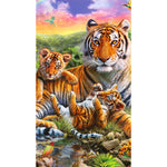 Tiger Wolf-Full Round Diamond Painting-40x70cm-Large Size