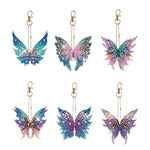 6pcs/Set-Butterfly/Wing-Double Side Drill-Diamond Keychain