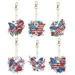 6/8pcs/sets-Flower Animal-Double Side Drill-Diamond Painting Keychain