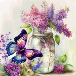 Lavender Butterfly-Full Round Diamond Painting-30x30cm