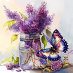 Lavender Butterfly-Full Round Diamond Painting-30x30cm