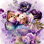 Lavender Butterfly-Full Round Diamond Painting-30x30cm