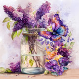 Lavender Butterfly-Full Round Diamond Painting-30x30cm