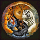 Tai Chi Tiger-Full Round Diamond Painting-40x40cm