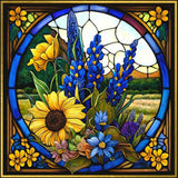 Stained Glass Sunflower-Full Round Diamond Painting-35x35cm