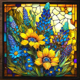 Stained Glass Sunflower-Full Round Diamond Painting-35x35cm