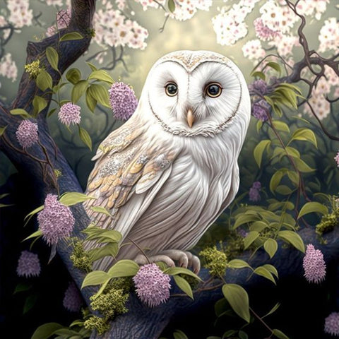 Owl-Full Round Diamond Painting-30x30cm