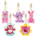 5/6pcs Sets-Cartoon Animal-Double Side Drill-Diamond Keychain