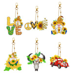 5/6pcs Sets-Cartoon Animal-Double Side Drill-Diamond Keychain