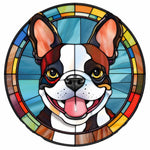 Stained Glass Dog-Full Round Diamond Painting-30x30cm