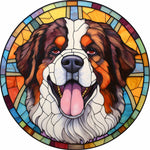 Stained Glass Dog-Full Round Diamond Painting-30x30cm