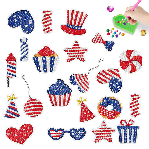 2pcs/set-Independence Day-Diamond Sticker