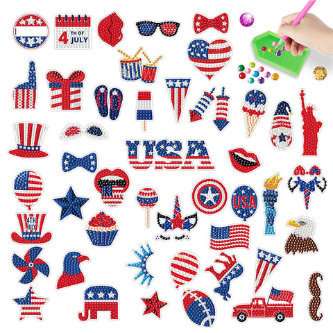 4pcs/set-Independence Day-Diamond Sticker