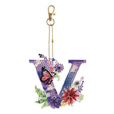 26 Alphabet Flowers-Double Sided Keychain