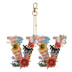 26 Alphabet Flowers-Double Sided Keychain