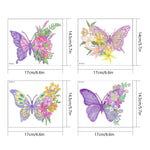 4pcs Butterfly Diamond Painting Free Stickers