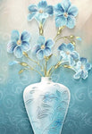 Blue vase  5D Full Drill Round Drill - 92x45cm