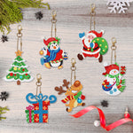 6pcs Christmas Gifts Diamond Painting DIY Key Chains Special Shaped Key Rings