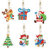 6pcs Christmas Gifts Diamond Painting DIY Key Chains Special Shaped Key Rings