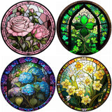 Stained Glass Flower-Full Round Diamond Painting-35x35cm