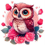 Cartoon Flower Owl  - Full Drill Diamond Painting