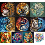 Tai Chi Tiger-Full Round Diamond Painting-40x40cm