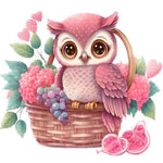 Cartoon Flower Owl  - Full Drill Diamond Painting