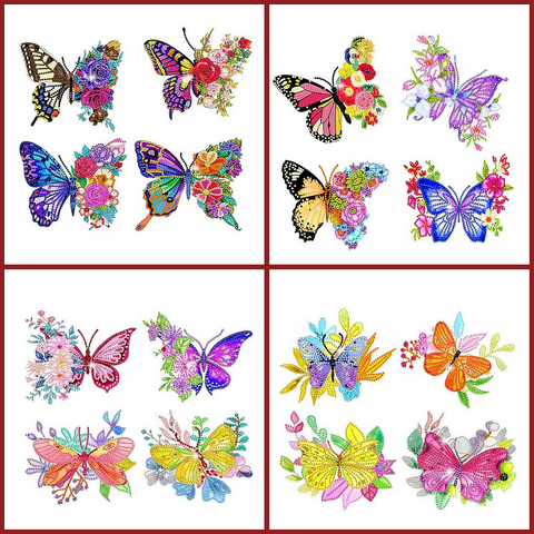 4pcs/set-Butterfly-Diamond Sticker