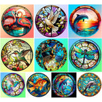 Stained Glass Animal-Full Round Diamond Painting-30x30cm